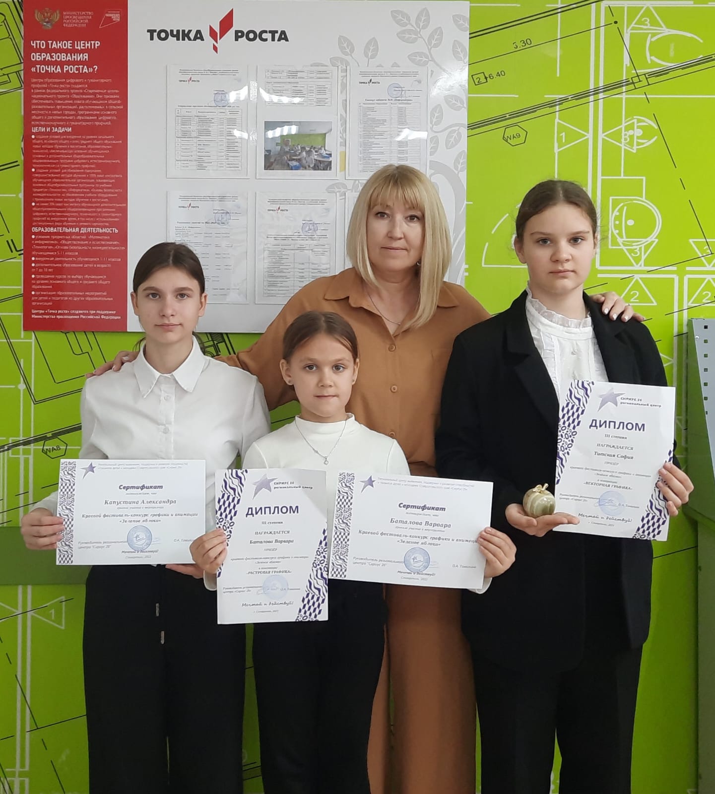 Победы  в краевом конкурсе «Зеленое яблоко».